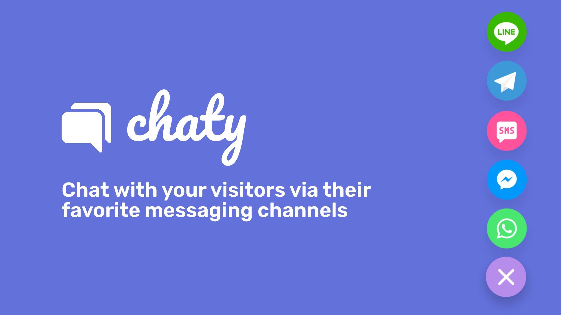 Chat with your visitors on their favorite chat channels like WhatsApp, Facebook Messenger, Line, Viber, Telegram, and more