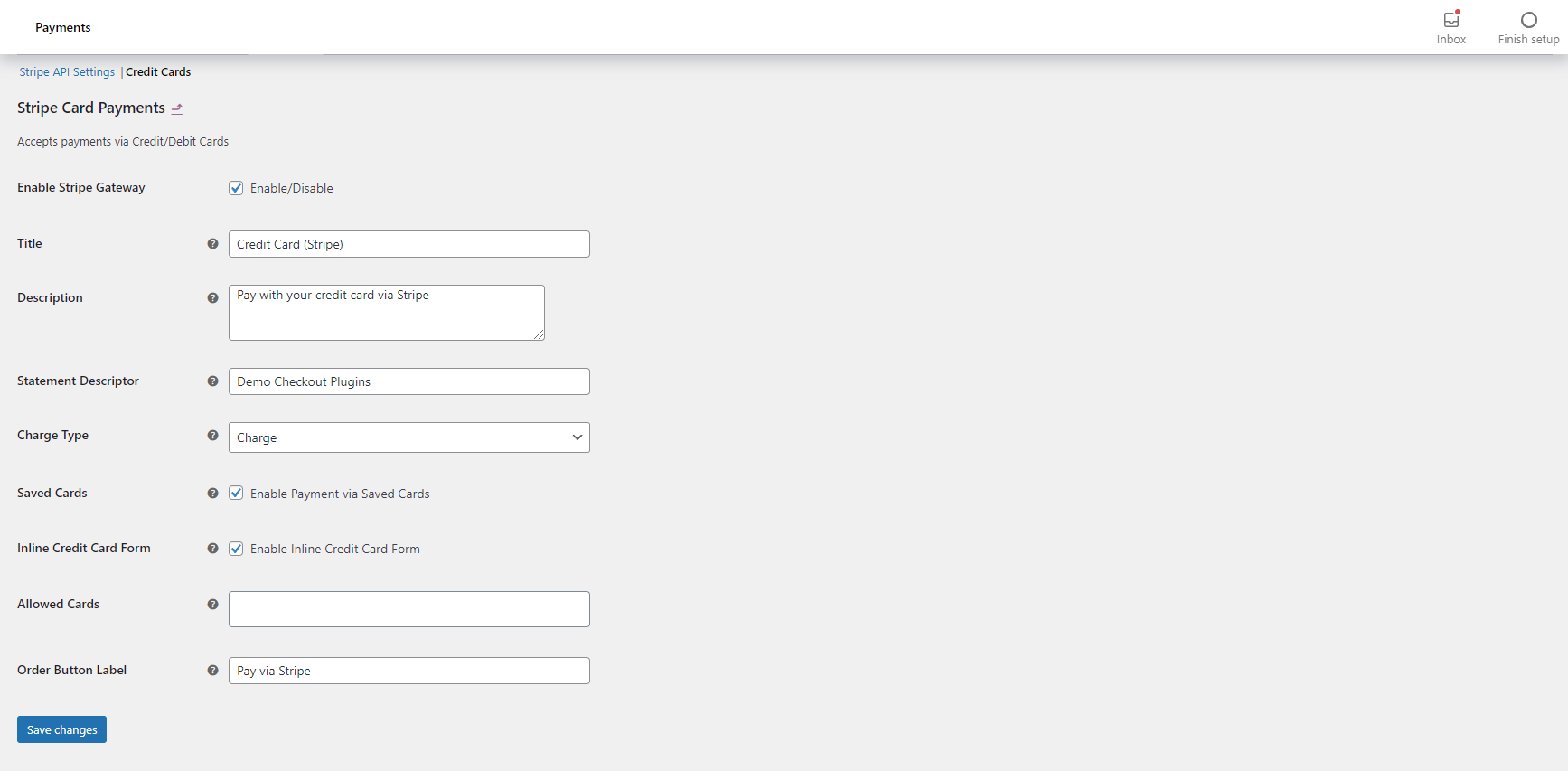 Card Payments Settings