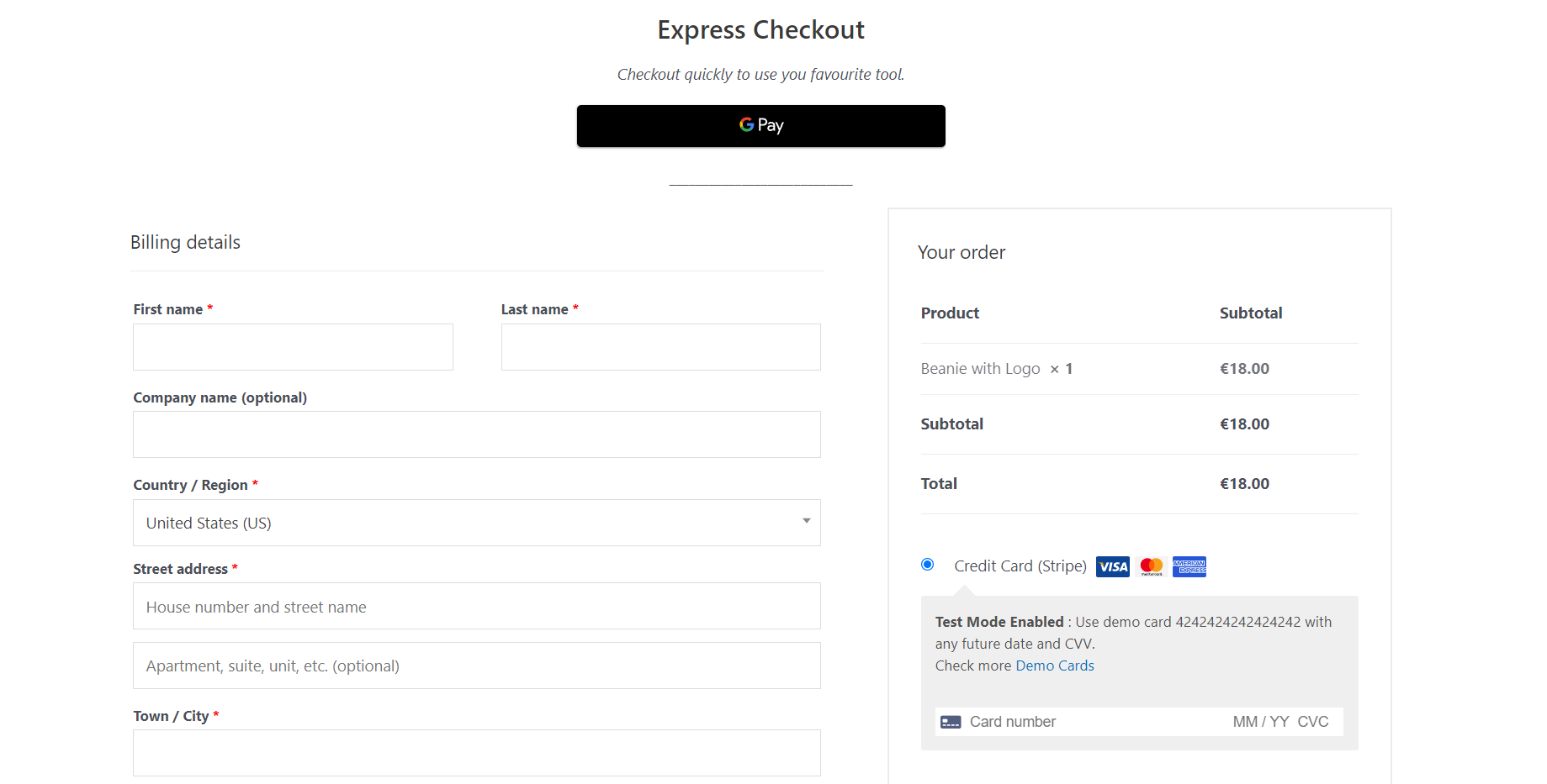 Express Checkout Button on Checkout Page