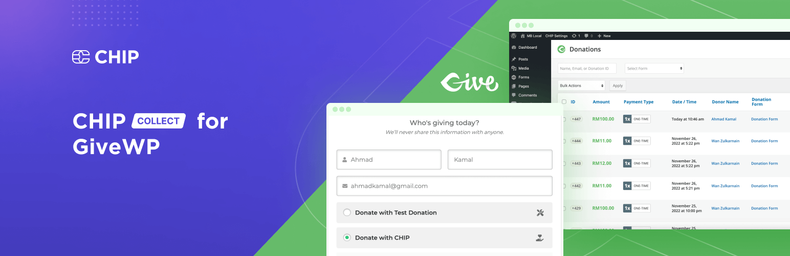 WordPress 外掛 CHIP for GiveWP 的封面圖片。