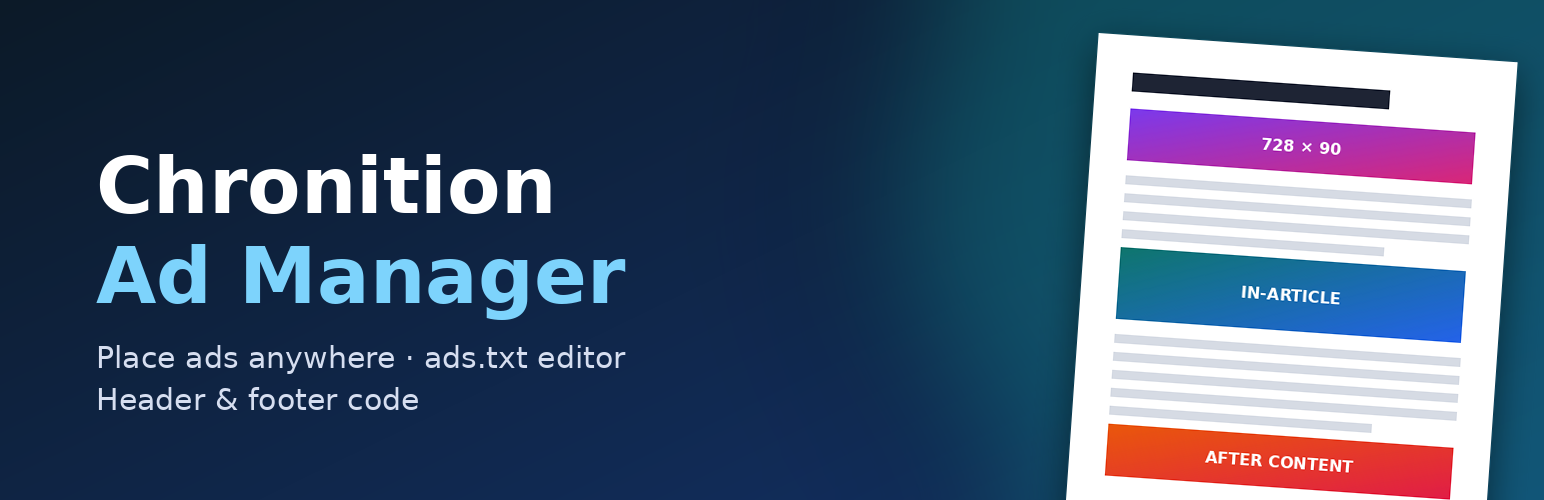 WordPress 外掛 Chronition Ad Manager 的封面圖片