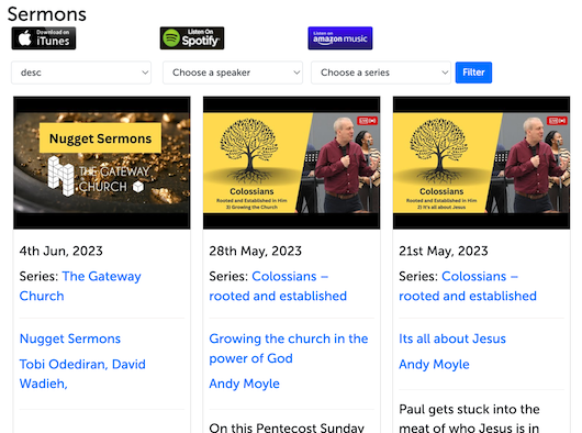 Sermon podcasting display