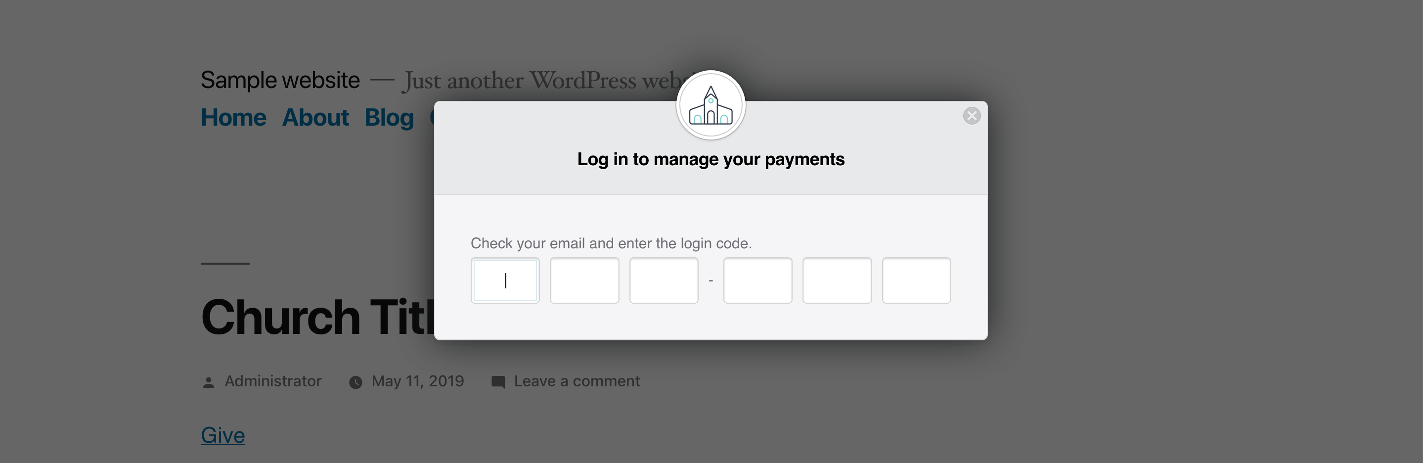 The area to enter the one-time login code from their email.