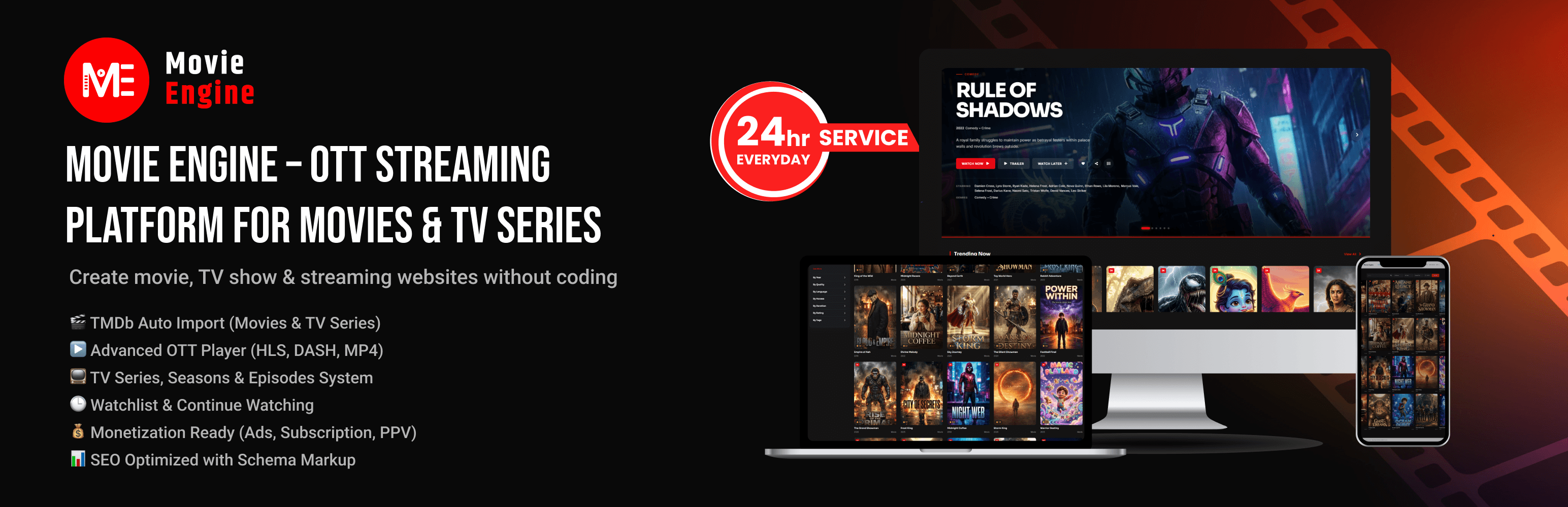 WordPress 外掛 Movie Engine – OTT Streaming Platform for Movies & TV Series 的封面圖片