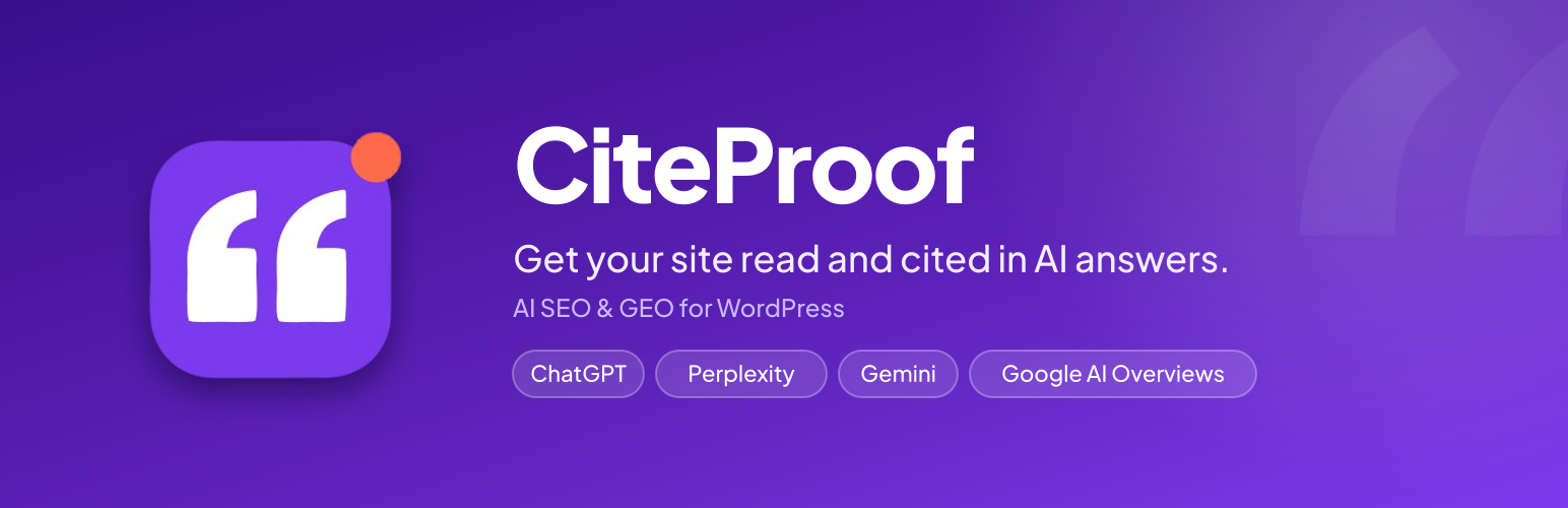WordPress 外掛 CiteProof – AI Search Visibility, SEO & GEO 的封面圖片
