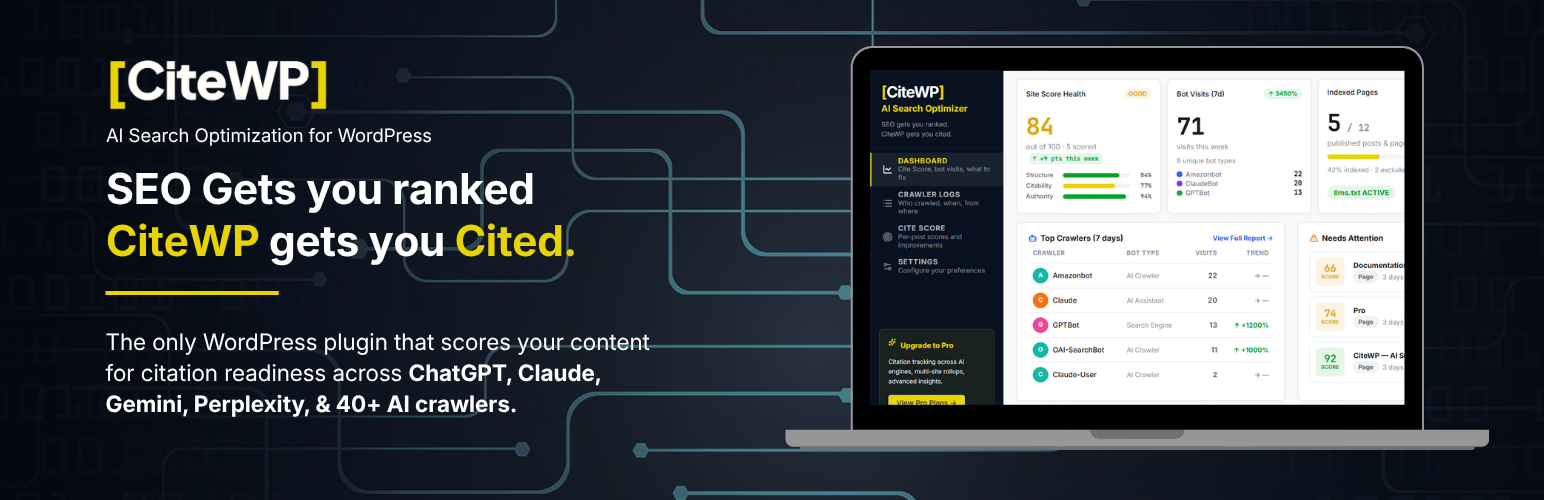 WordPress 外掛 CiteWP AI Search Optimizer – Optimize Content for AI Engines 的封面圖片