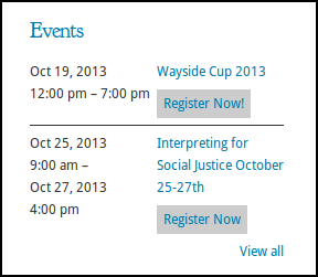 An example of the CiviEvent List Widget.