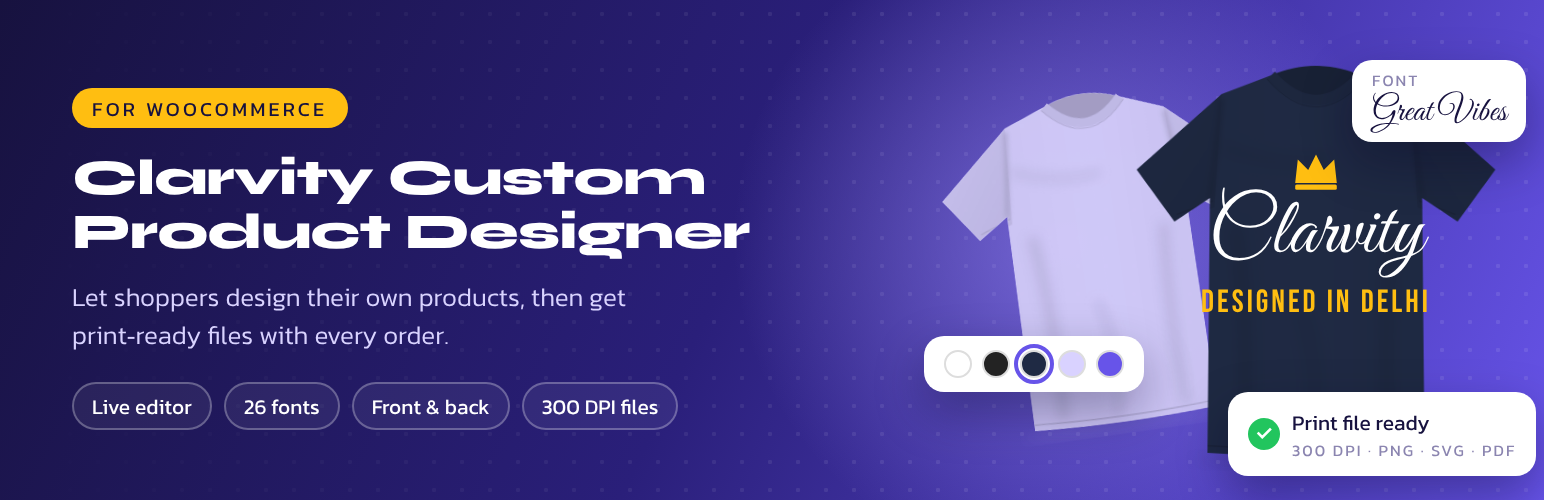 WordPress 外掛 Clarvity Custom Product Designer 的封面圖片