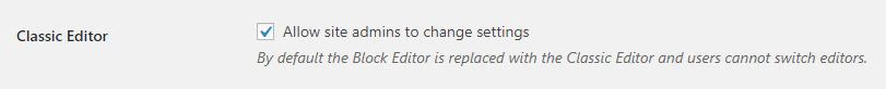 Network settings to select the default editor for the network and allow site admins to change it.