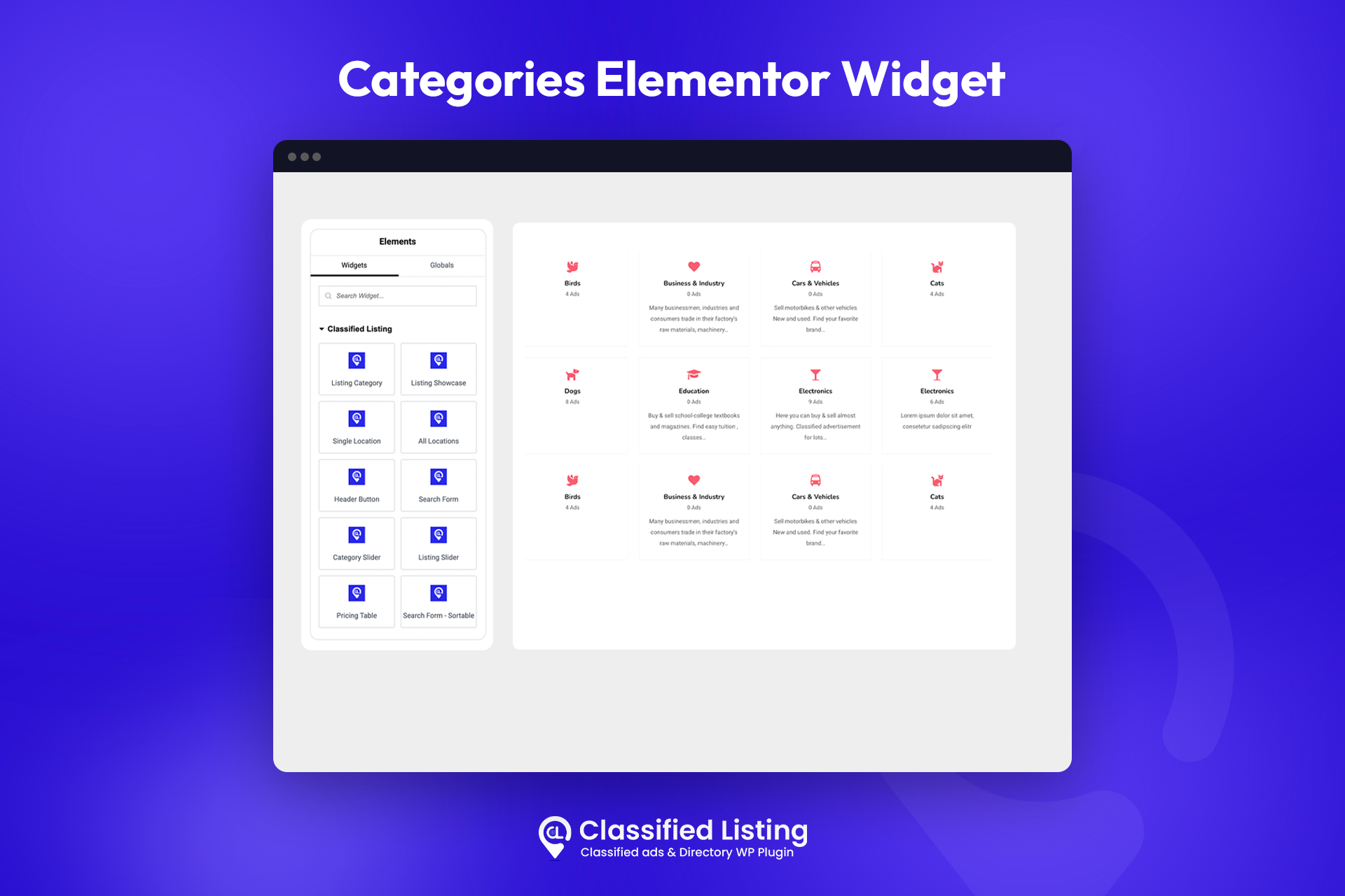 Categories Elementor Widget