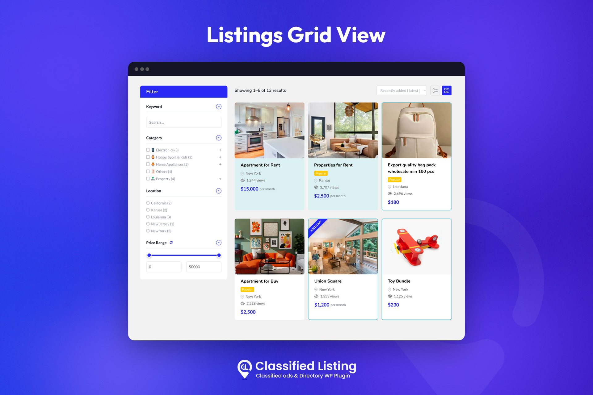 Listings Grid View