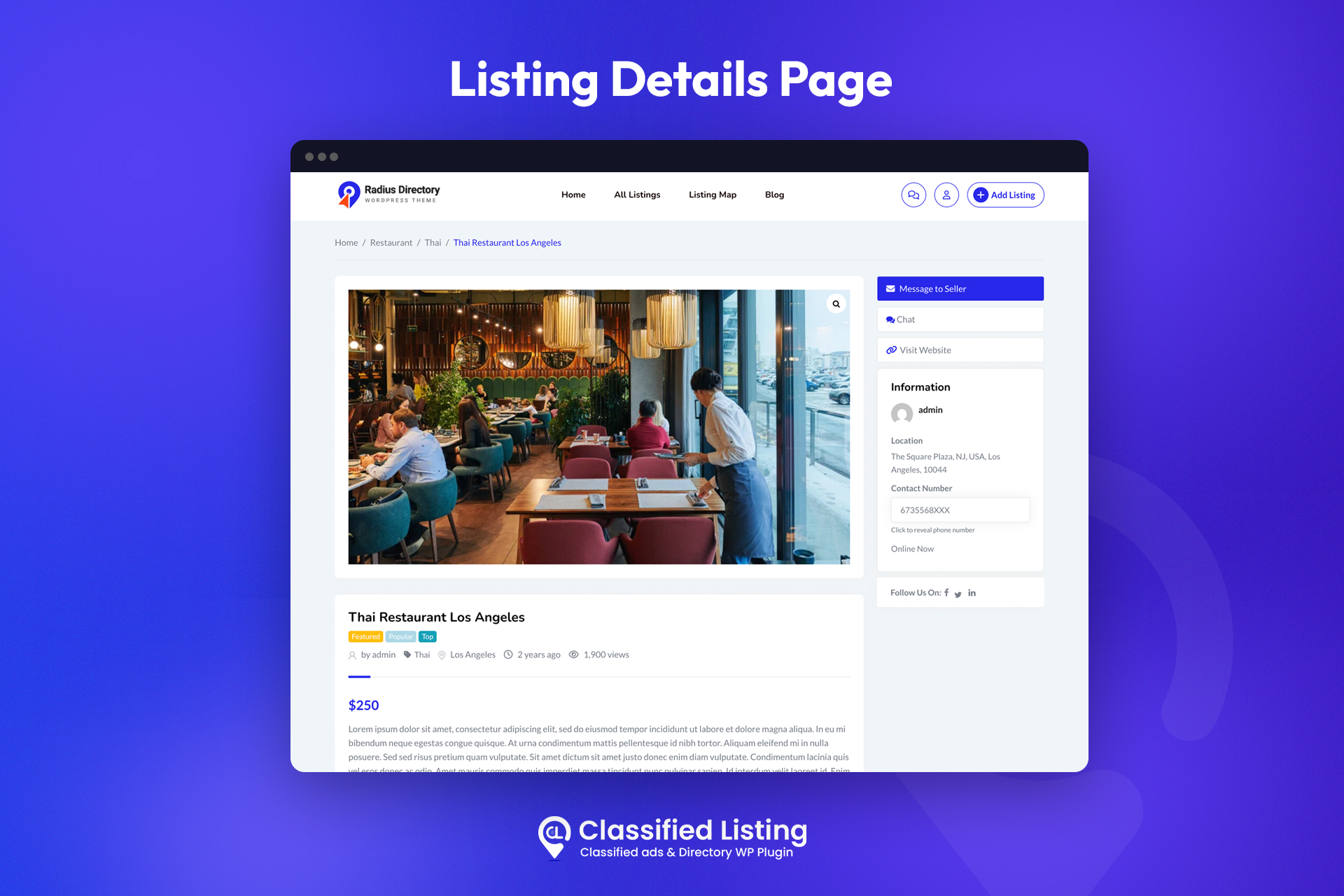 Listing details page