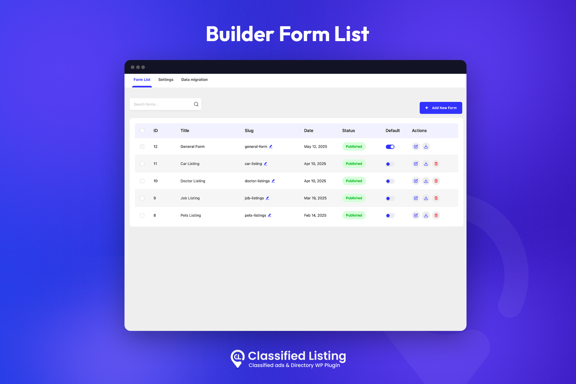 Builder Form List