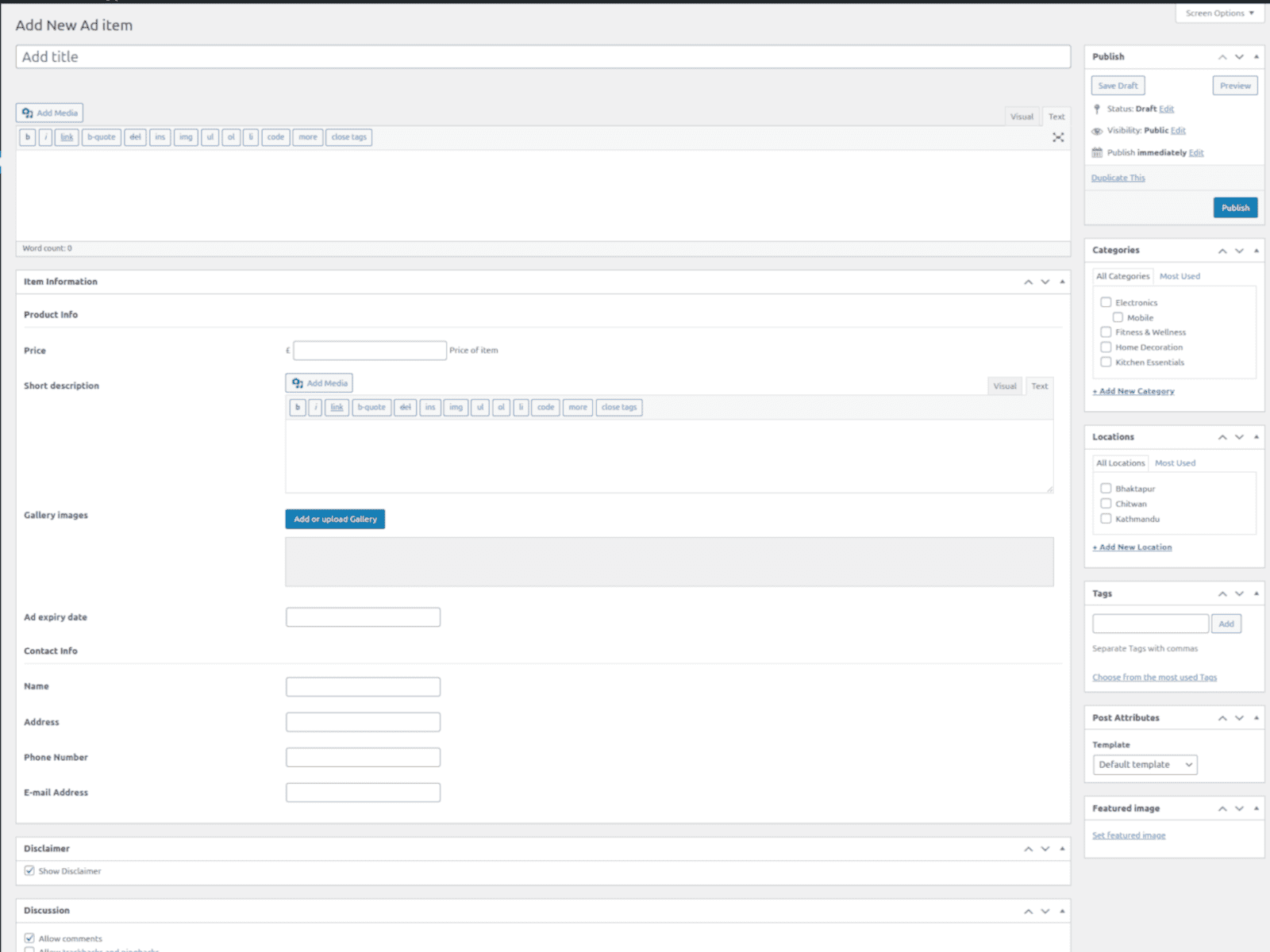 Backend: Add item.