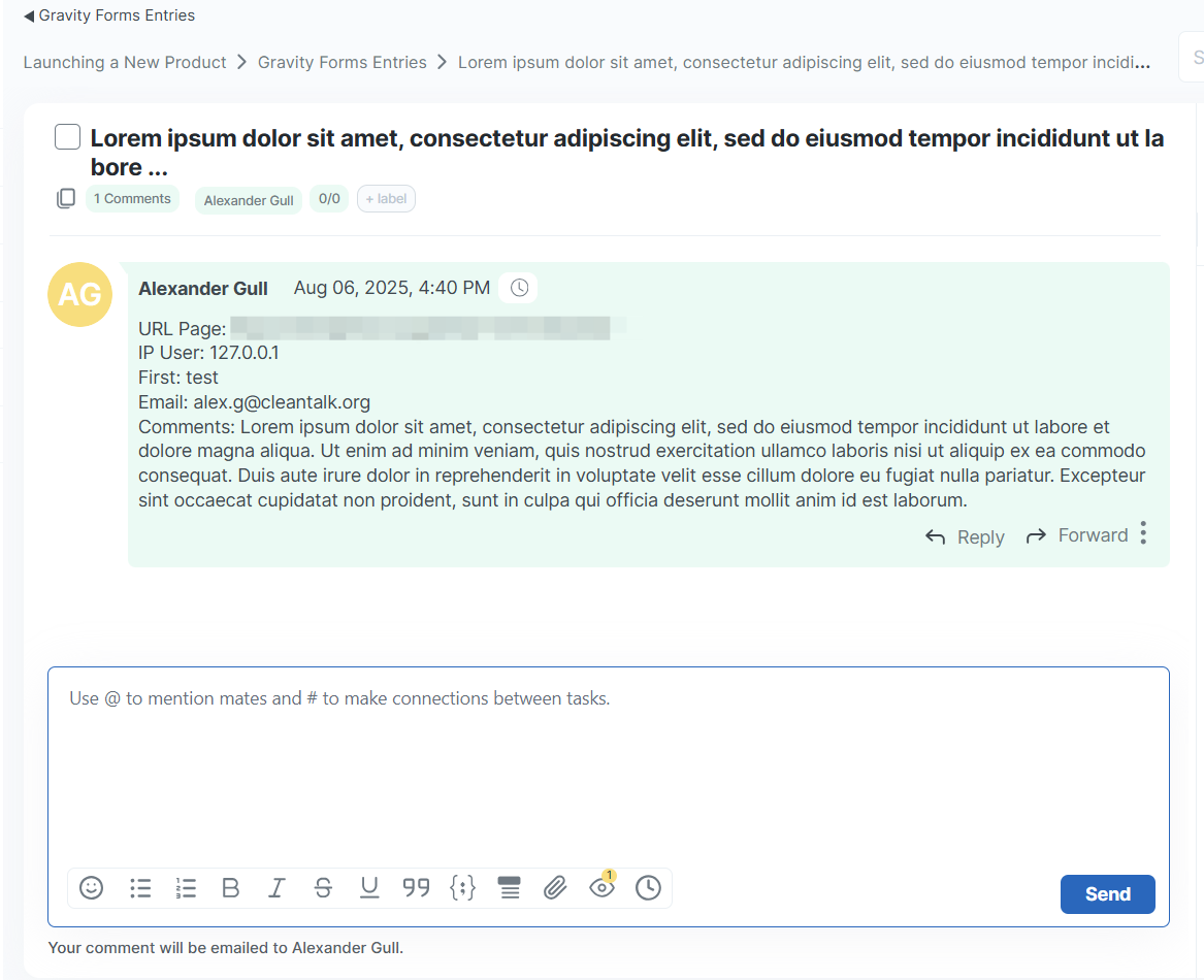 Task created in doBoard.