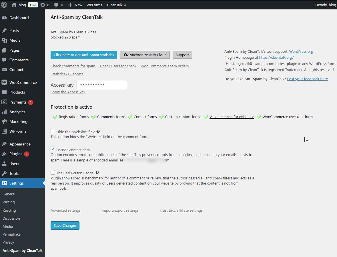 AntiSpam settings are easy to use to protect any contact forms. For example - Ninja forms, Fluent forms and etc.