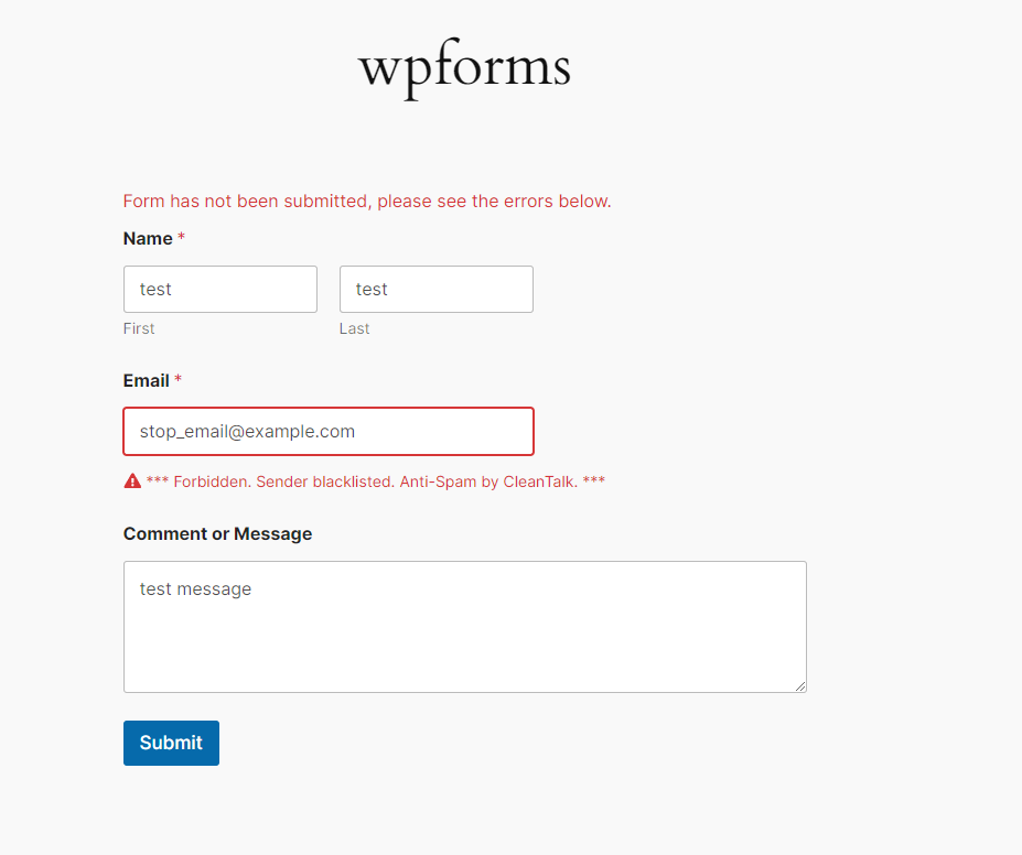 Prevent any other spamers, from any other forms, for example from WPForms.