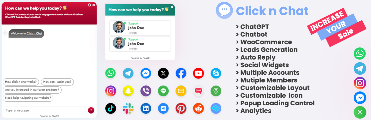 WordPress 外掛 Click n Chat (Chat Widget Integration) 的封面圖片。