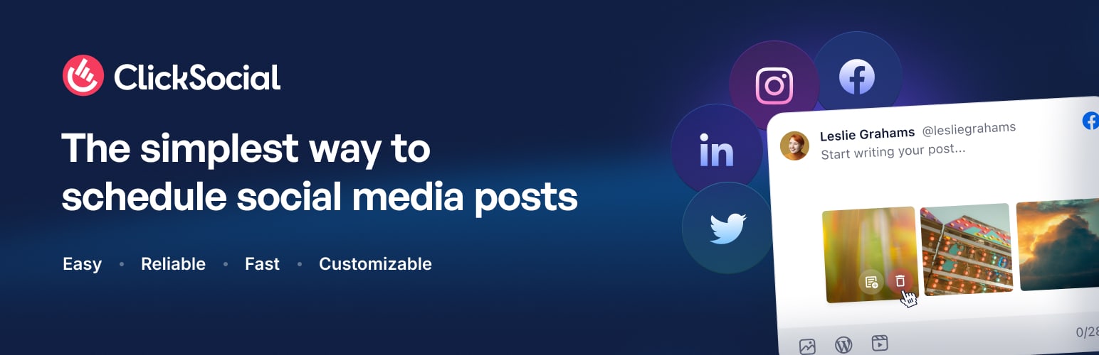 WordPress 外掛 ClickSocial – Social Media Scheduler & Poster 的封面圖片。