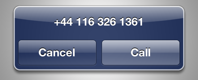 Once I click the button my iPhone asks me to confirm my intent to place a call; the number shown is a Twilio number which is powered by this plugin and that value can be configured on the plugin's settings page.