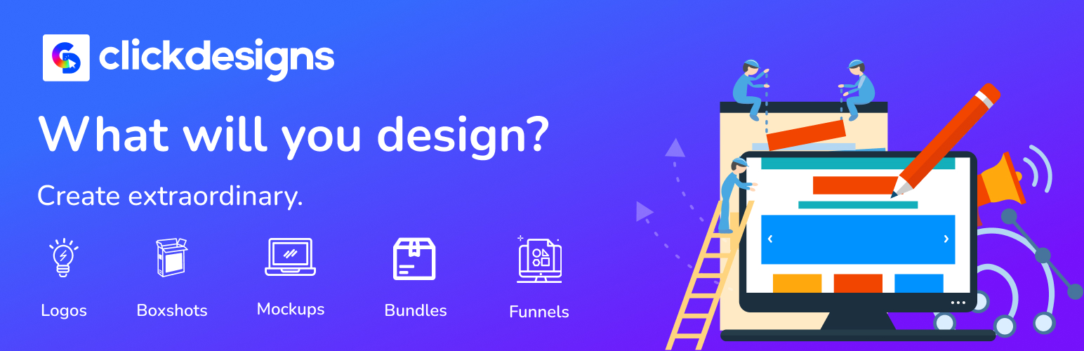 WordPress 外掛 ClickDesigns 的封面圖片。