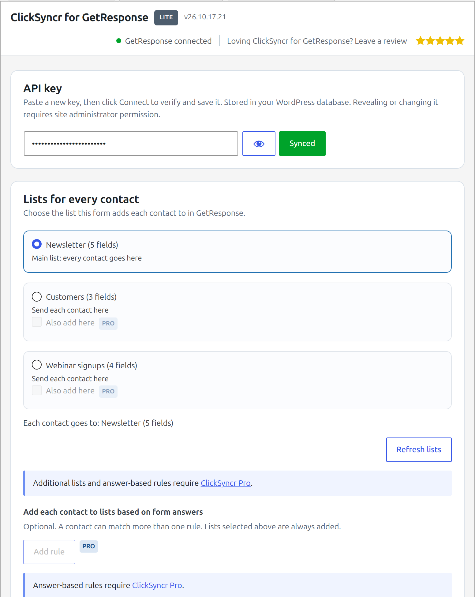 ClickSyncr for GetResponse
