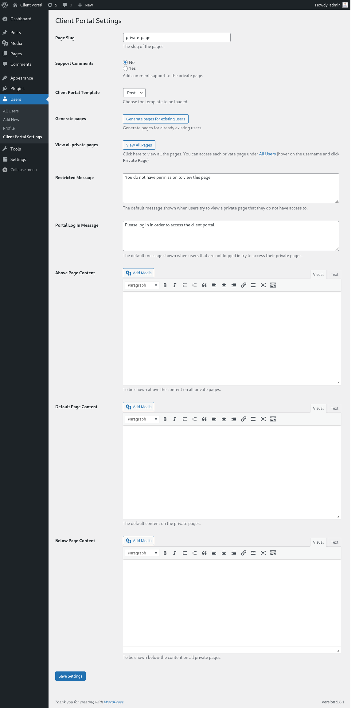 The Settings Page for the Plugin: screenshot-3.jpg