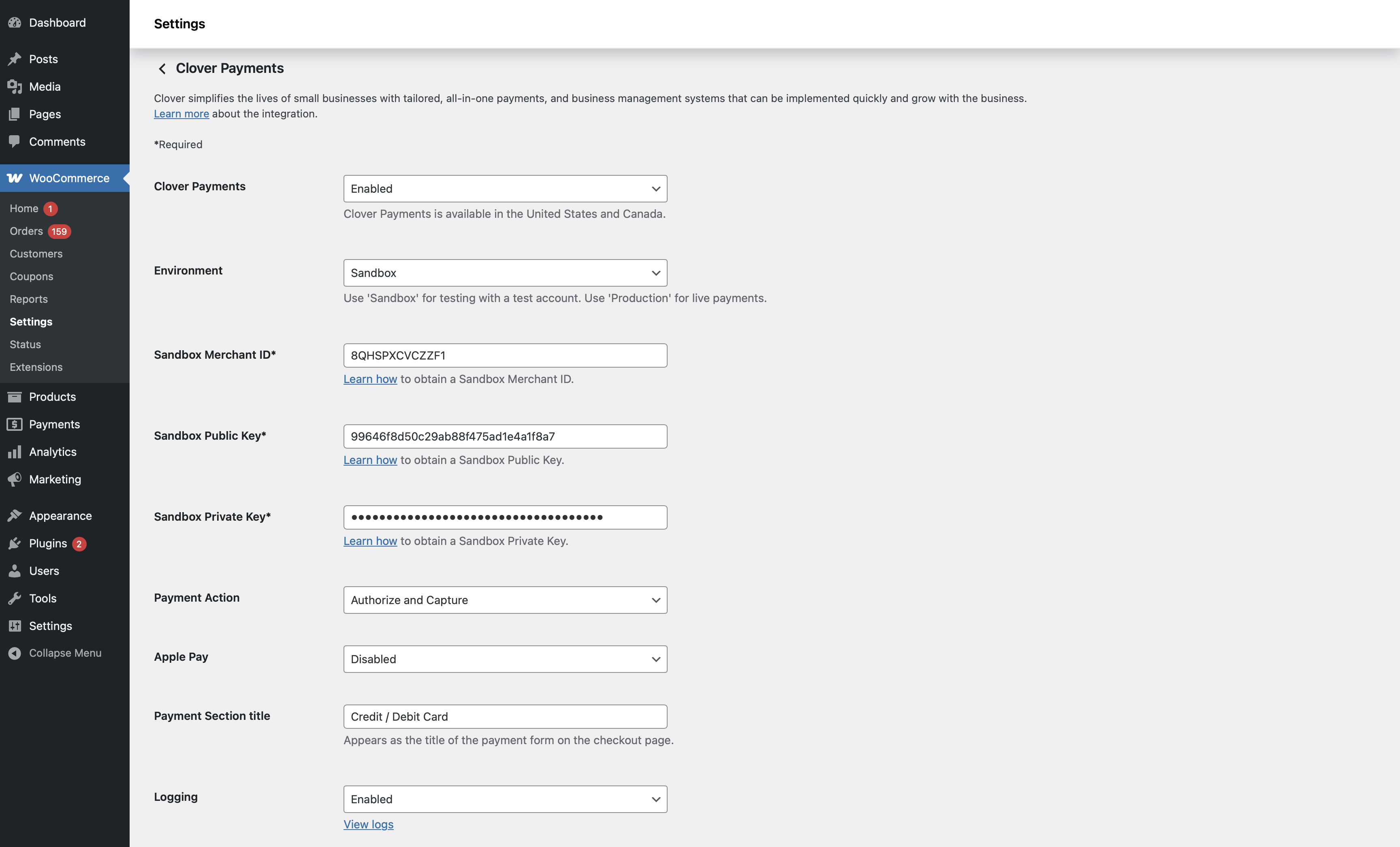Plugin Settings Screen - US English