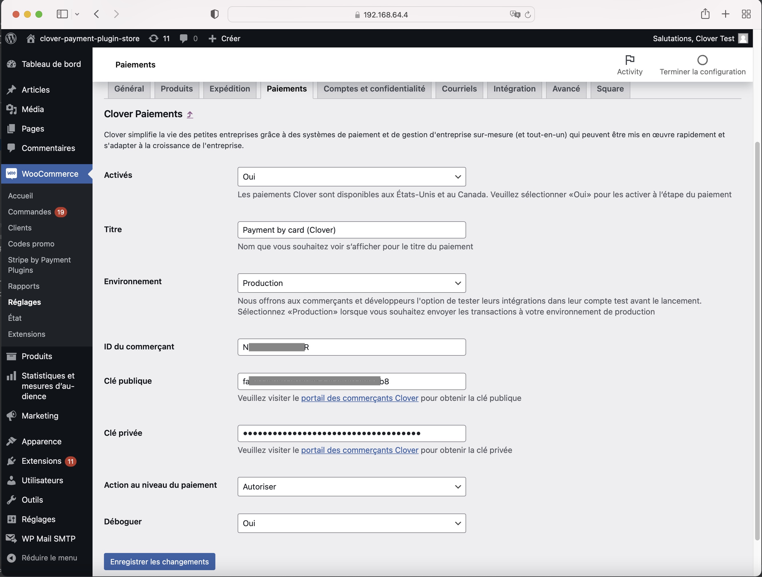 Plugin Settings Screen - Canadian French