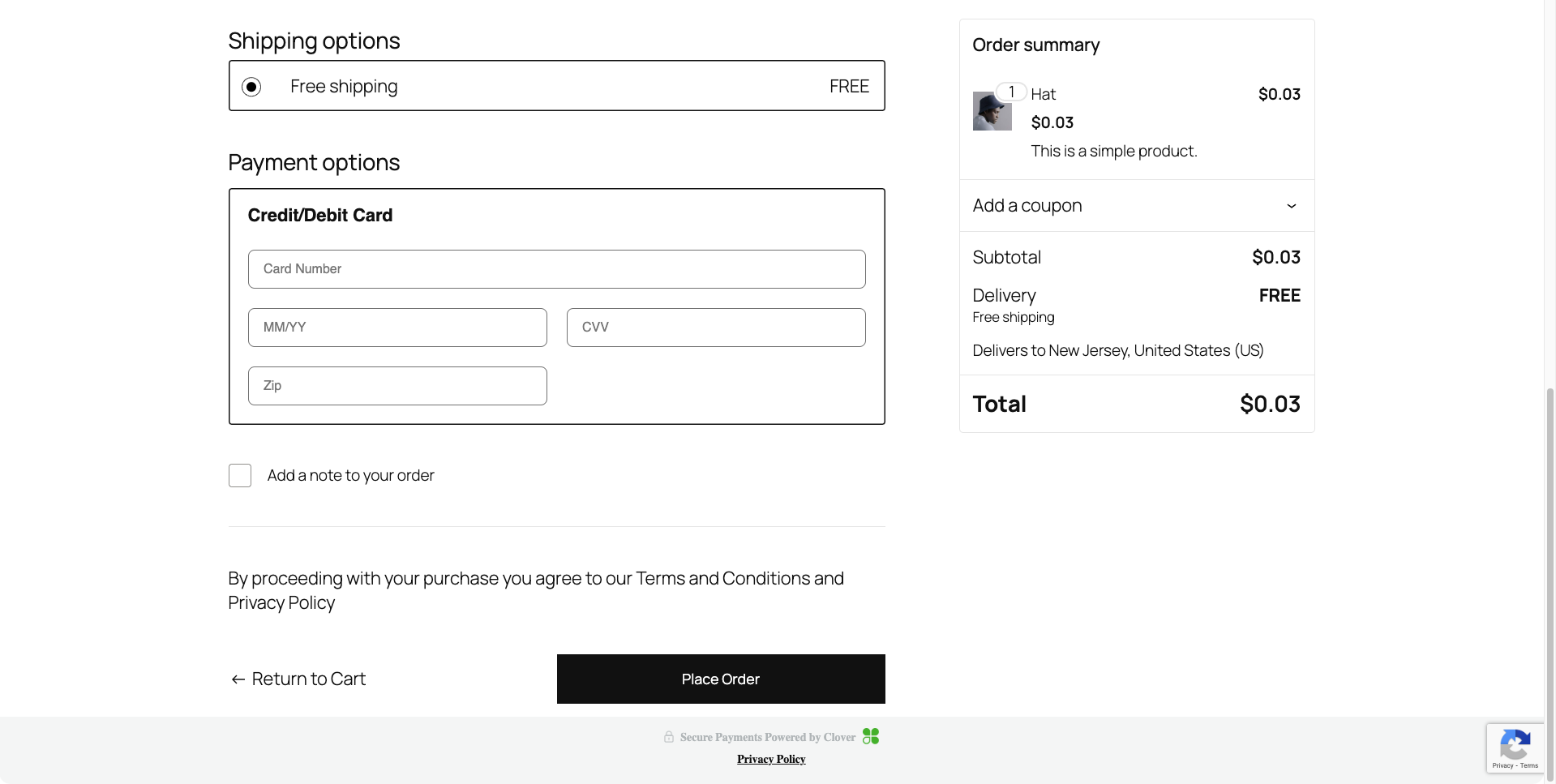 Clover Payment Shopping Check with Cart Screen - US English