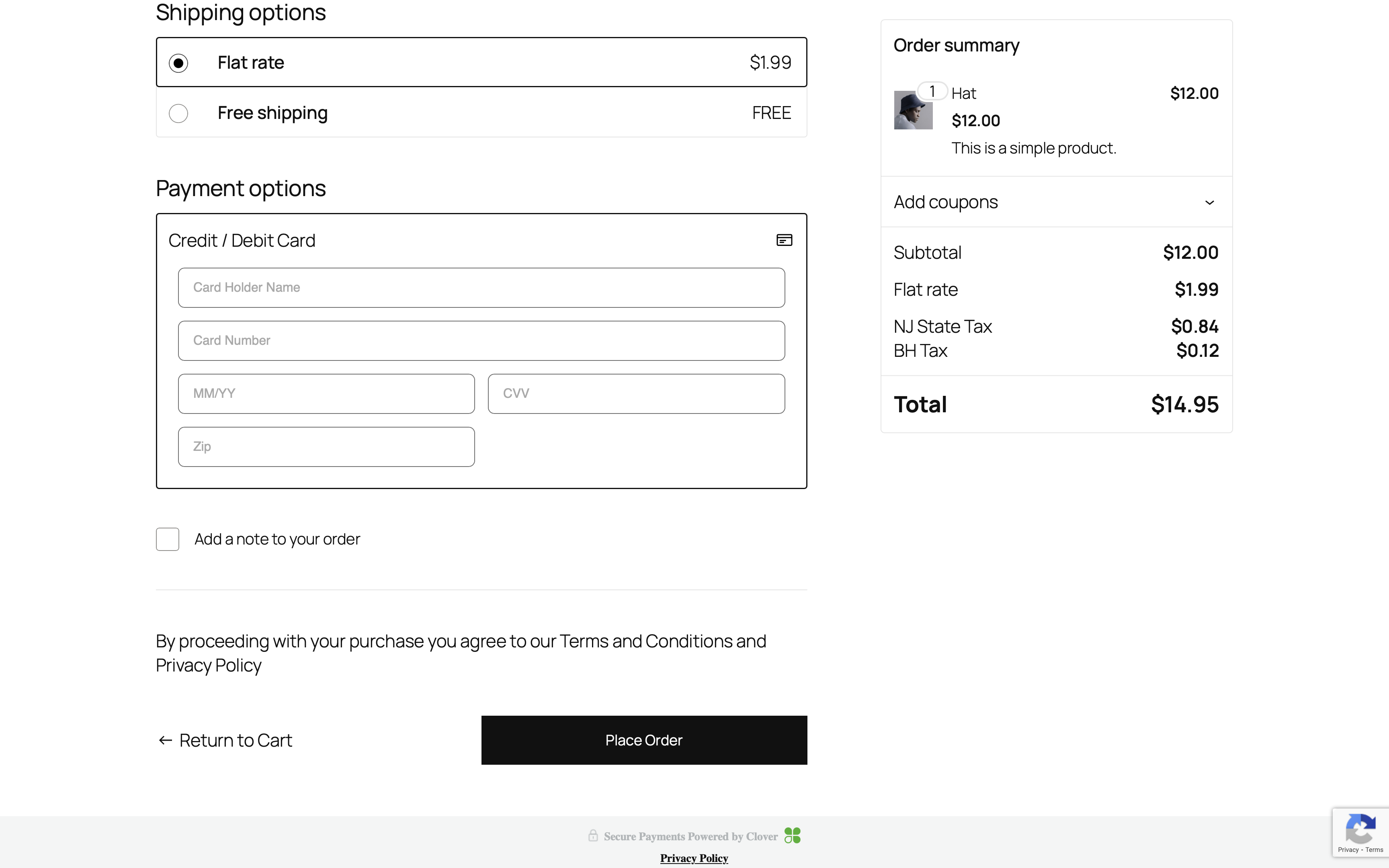 Clover Payment Shopping Check with Cart Screen - US English