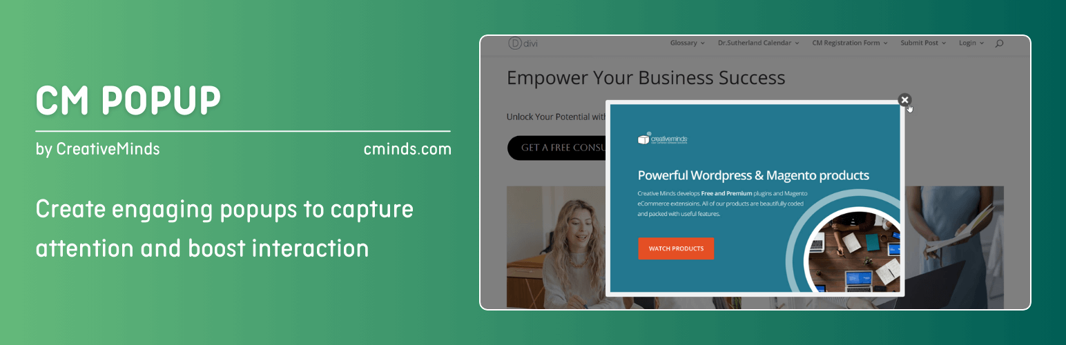 WordPress 外掛 CM Pop-Up – Create engaging popups to capture attention and boost interaction 的封面圖片。
