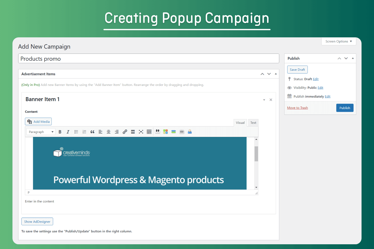 Creating Popup Campaign
