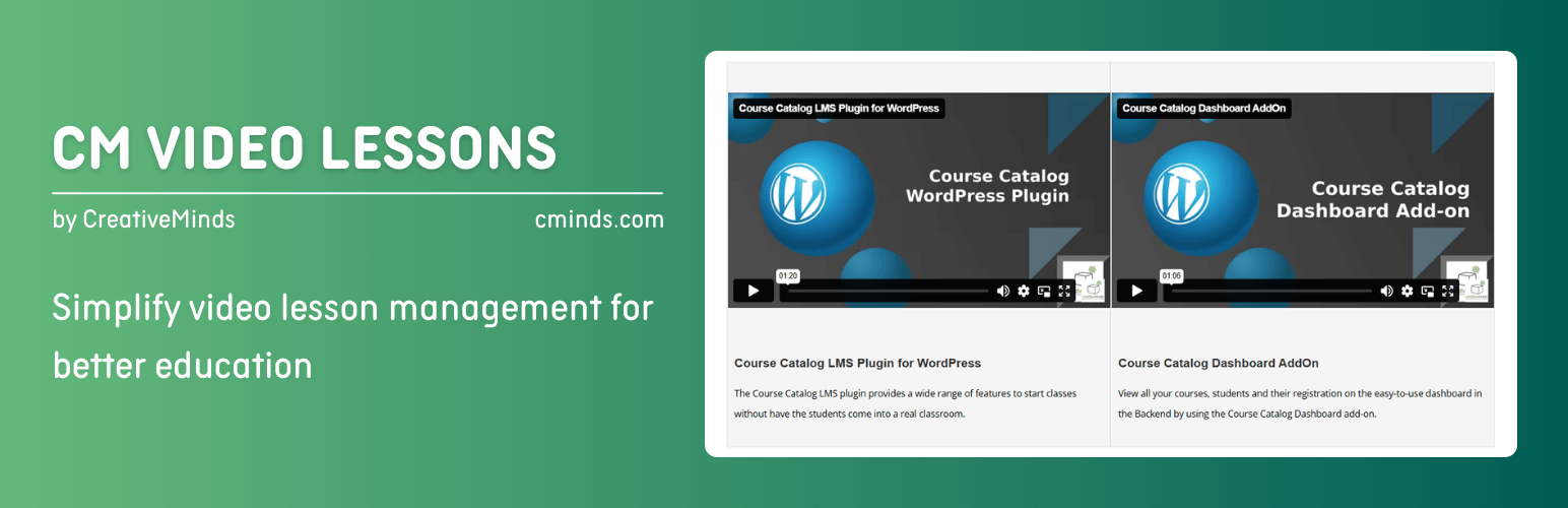 WordPress 外掛 CM Video Lessons Manager – Simplify video lessons management for better education 的封面圖片。