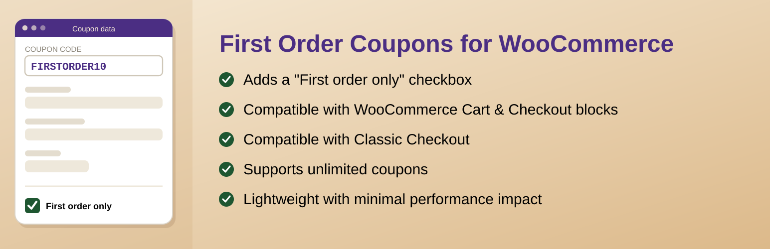 Codayman First Order Coupons for WooCommerce