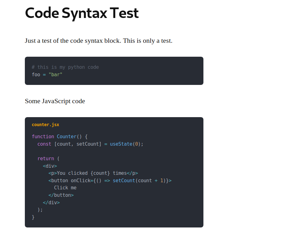 Example Syntax Highlighting