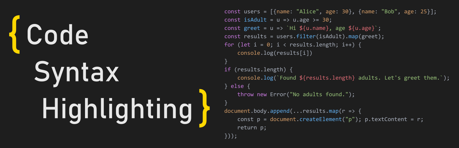 Code Syntax Highlighting Block