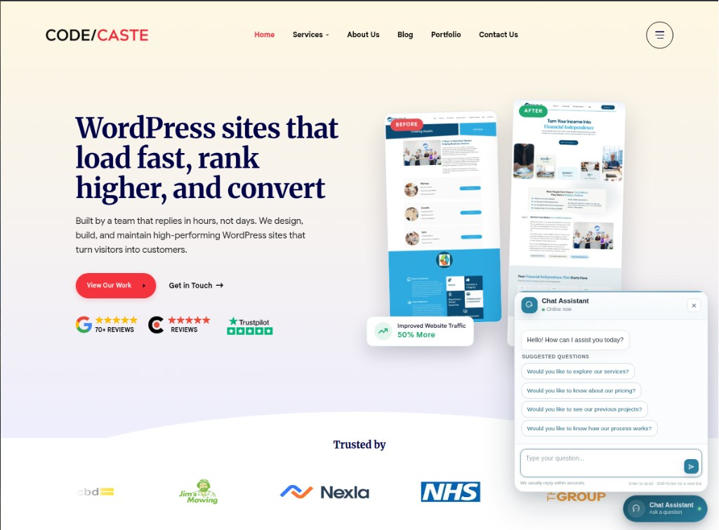 Frontend chat widget — the floating assistant on a live website.