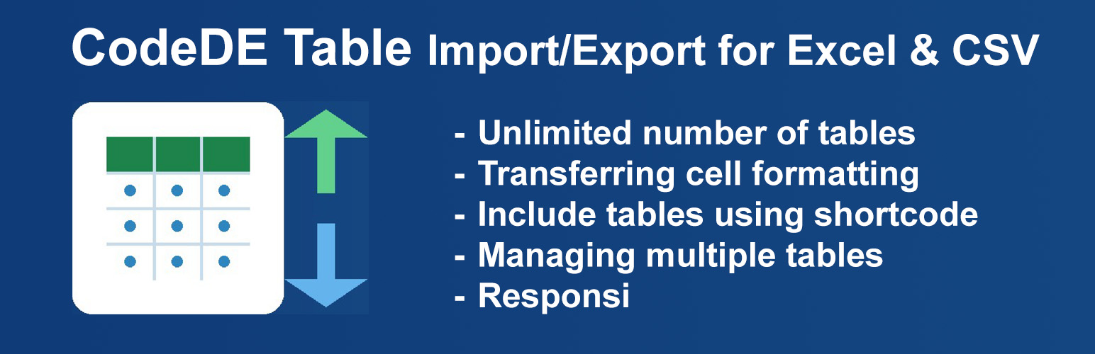 CodeDE Table Import/Export for Excel & CSV
