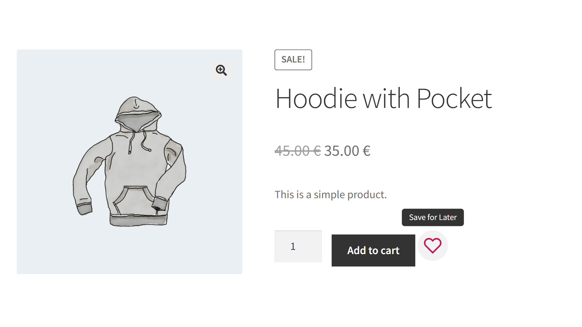 Save for Later button on product pages