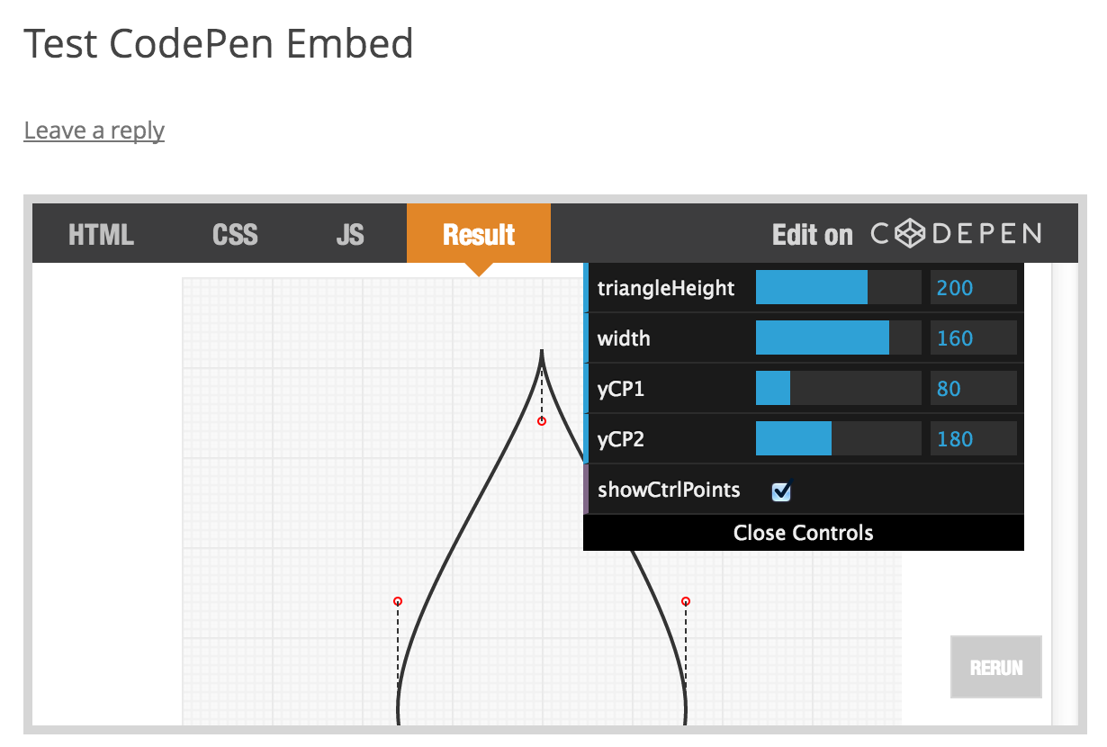 CodePen Embedded Pens Shortcode