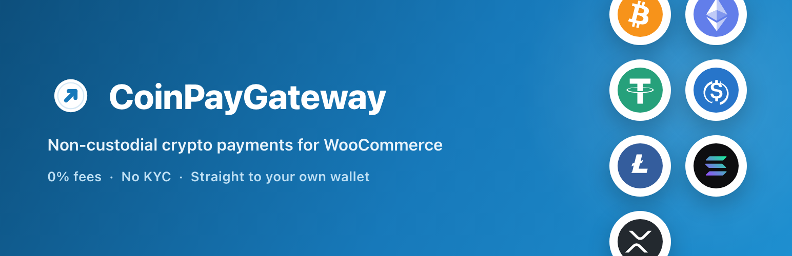 WordPress 外掛 CoinPayGateway: No KYC Crypto Payment Gateway for WooCommerce 的封面圖片