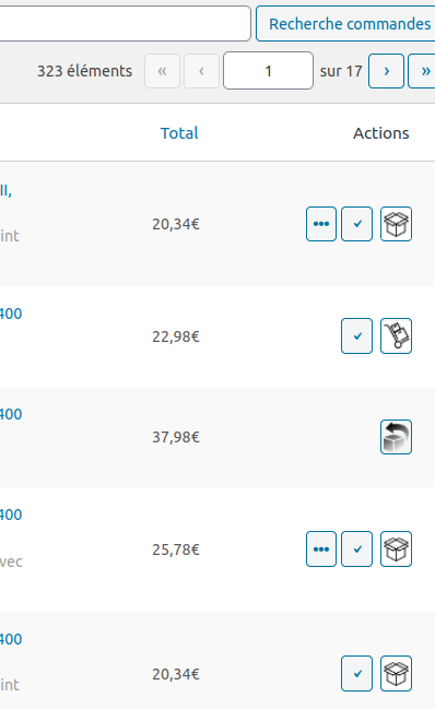 CDI icons in Woocommerce orders list.