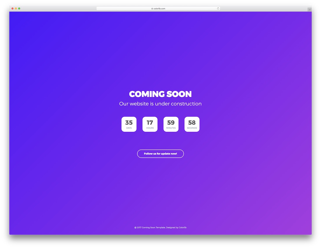 Template 4 — Bold gradient background with countdown timer and call-to-action button