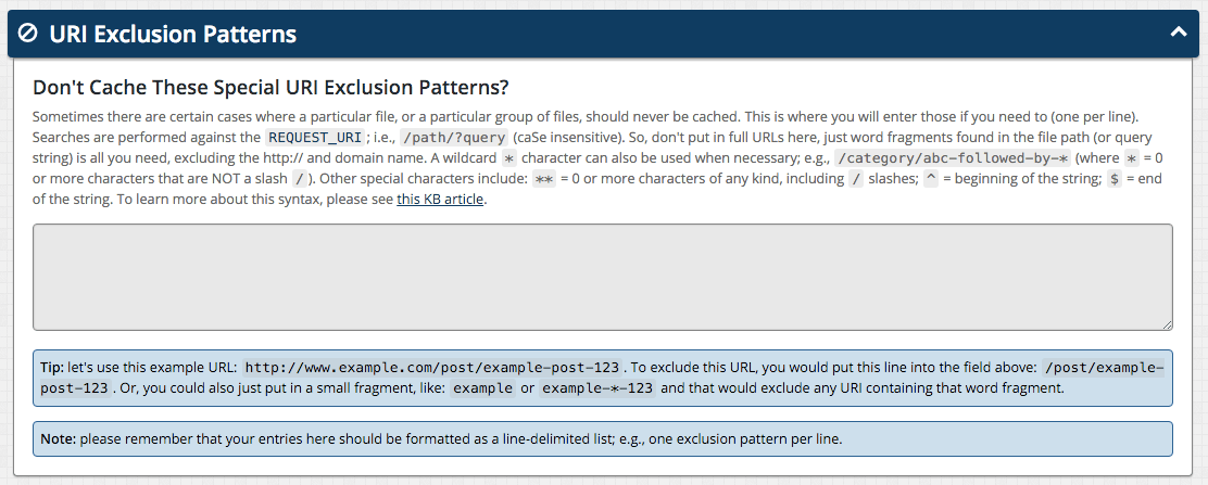 URI Exclusion Patterns