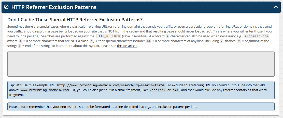 HTTP Referrer Exclusion Patterns