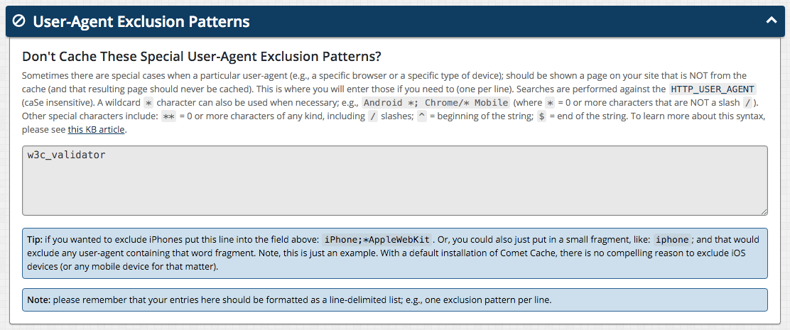 User-Agent Exclusion Patterns