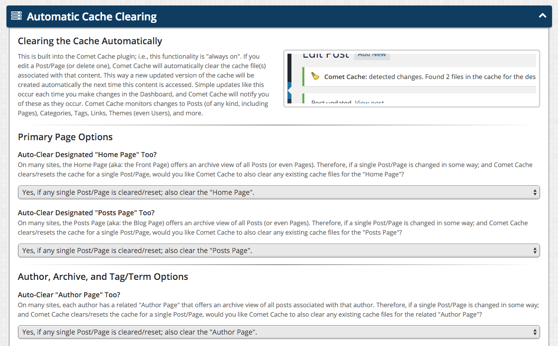 Intelligent and automatic cache clearing