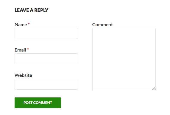 Two-column comment form layout