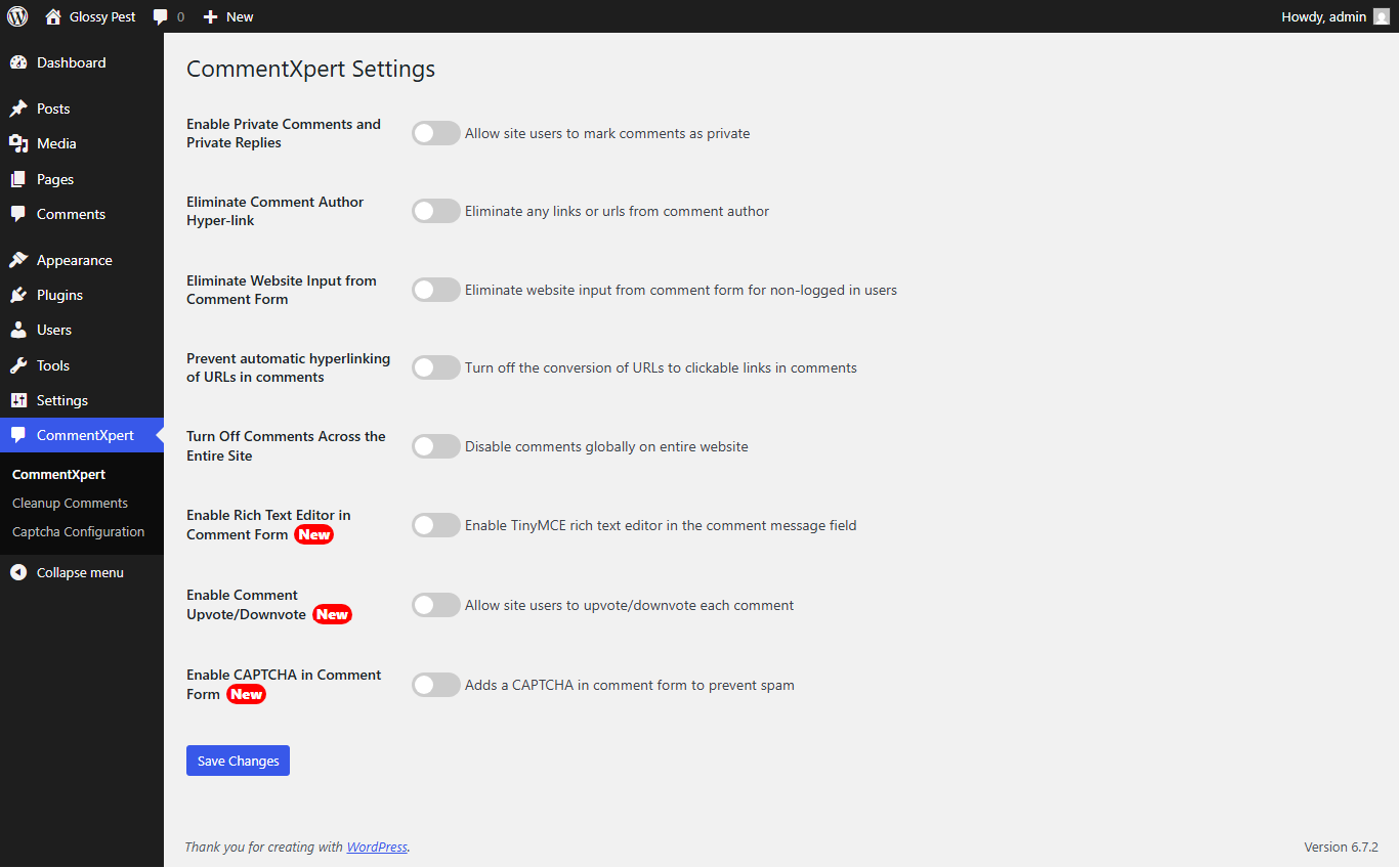 Go to WP Admin -> CommentXpert which will display the CommentXpert Settings page, Enable Private Comments setting to post private comments.